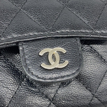 Chanel Trifold Wallet Quilted Caviar Leather Black Silver — view 7
