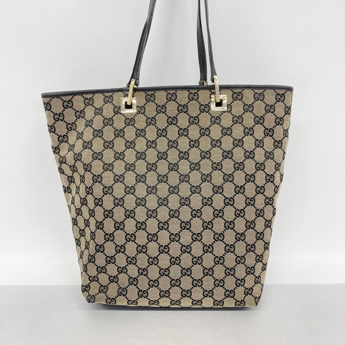 Gucci Tote GG Canvas 002 Beige Black Champagne Gold — view 9
