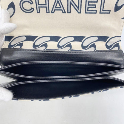 Chanel Shoulder Bag 2.55 Canvas Beige Black Silver — view 4