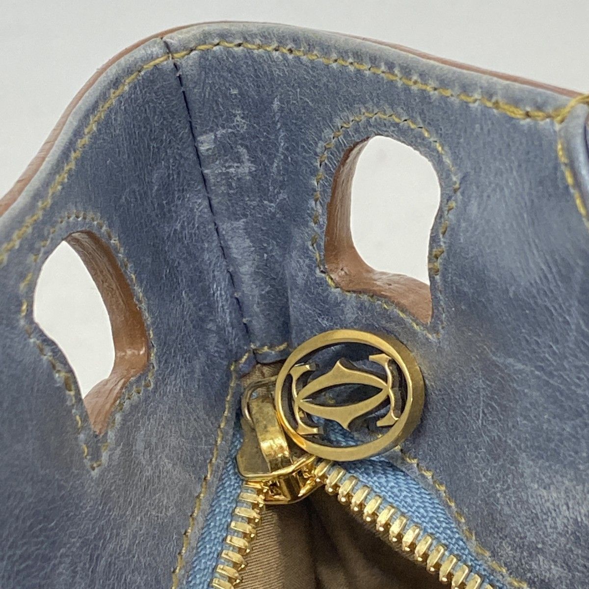 Cartier Handbag Multi Ero Leather Blue Gold — view 8