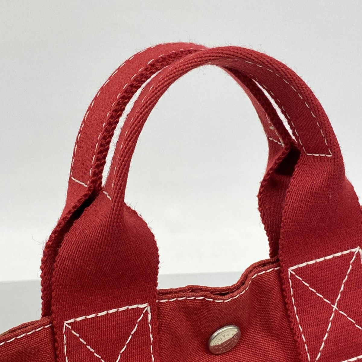 Hermes Handbag Deauville PM Canvas Red Silver — view 8