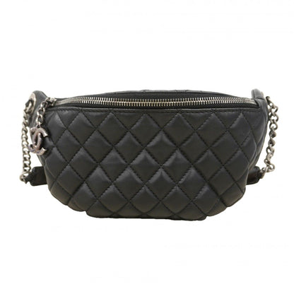Chanel Waist Bag Quilted Lambskin Black Silver