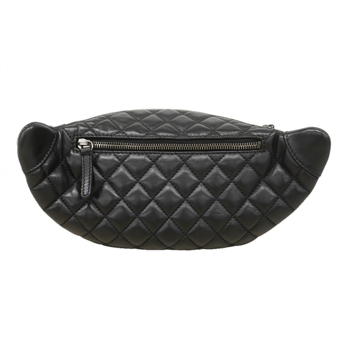 Chanel Waist Bag Quilted Lambskin Black Silver — view 9