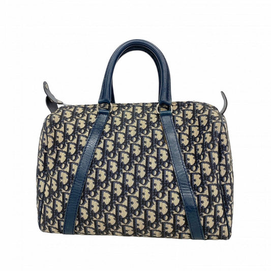 Dior Handbag Trotter Canvas Navy Silver