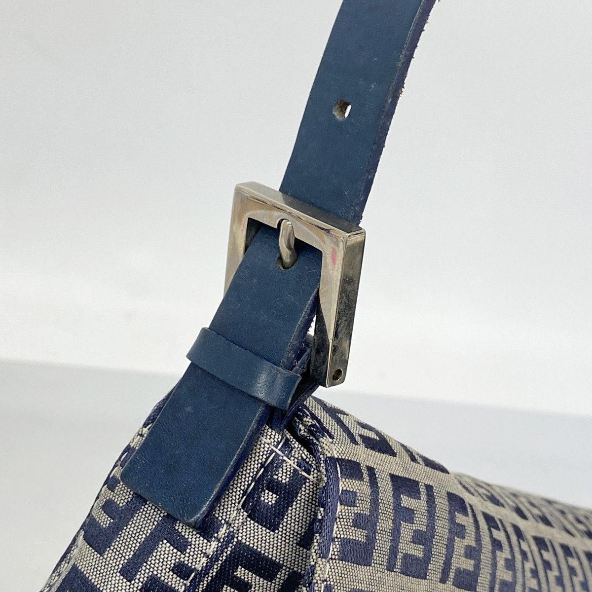 Fendi Handbag Zucchino Nylon Canvas Navy Silver — view 8