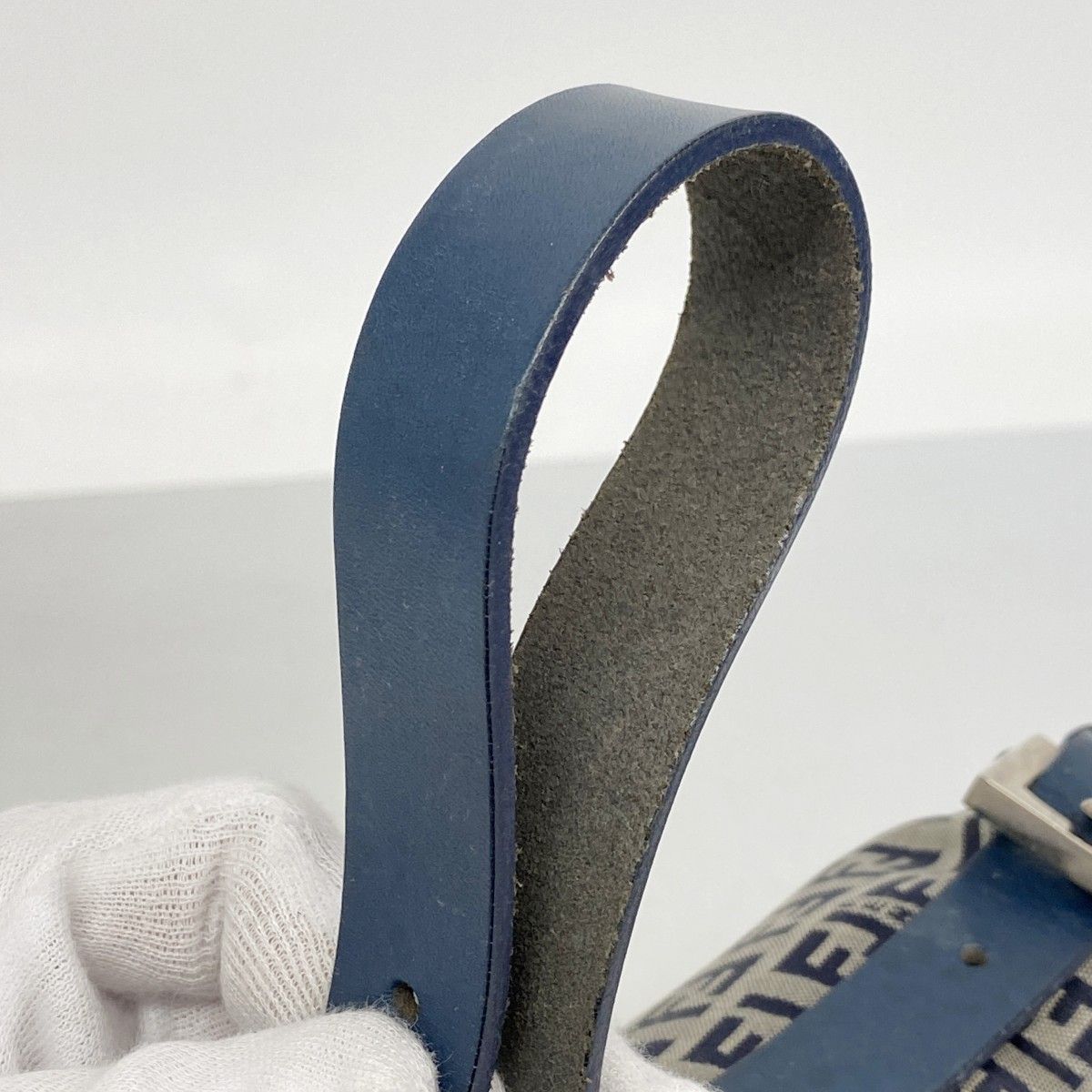 Fendi Handbag Zucchino Nylon Canvas Navy Silver — view 7