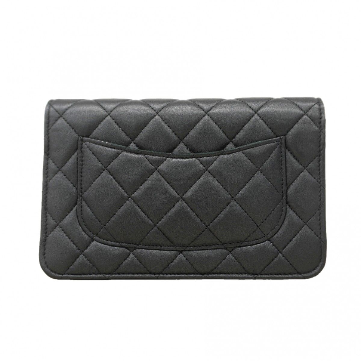 Chanel Shoulder Wallet Quilted Lambskin Black Cles — view 8