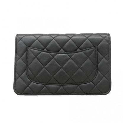 Chanel Shoulder Wallet Quilted Lambskin Black Cles — view 8