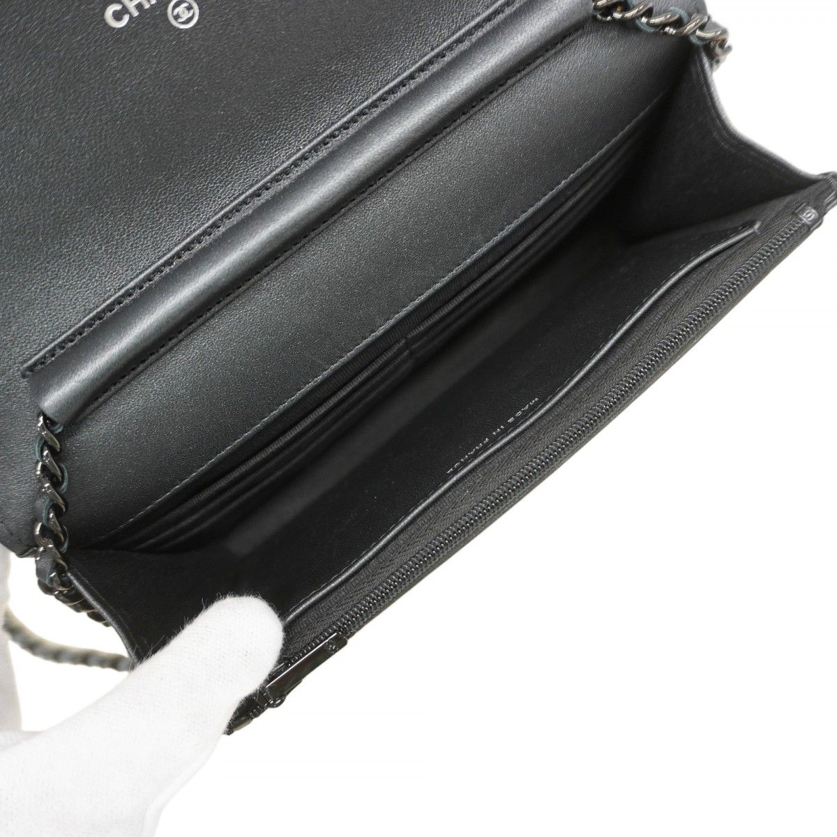 Chanel Shoulder Wallet Quilted Lambskin Black Cles — view 4