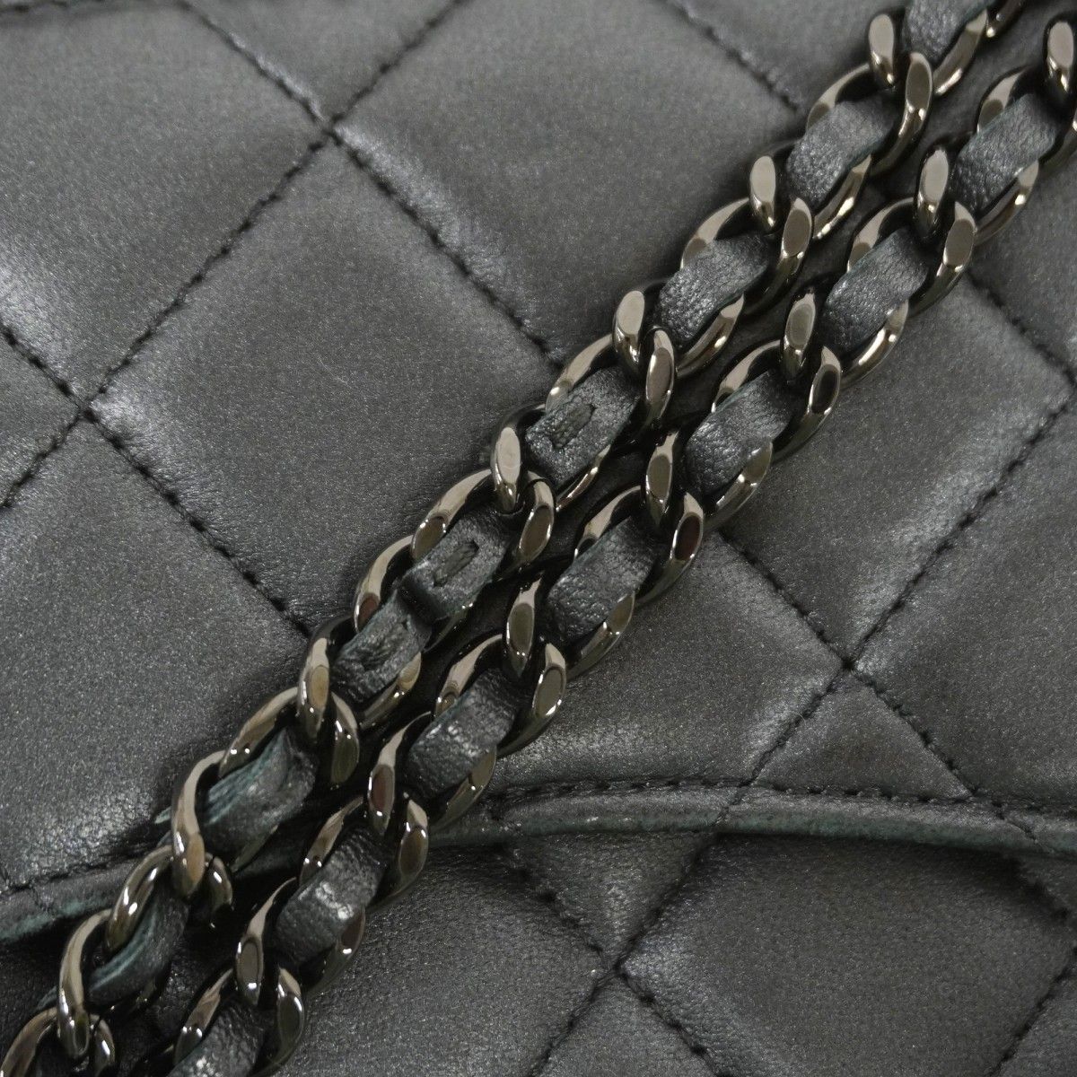 Chanel Shoulder Wallet Quilted Lambskin Black Cles — view 7