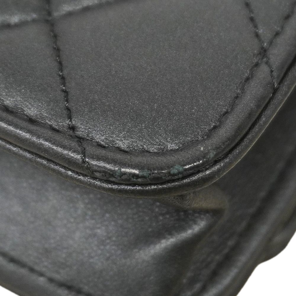 Chanel Shoulder Wallet Quilted Lambskin Black Cles — view 6