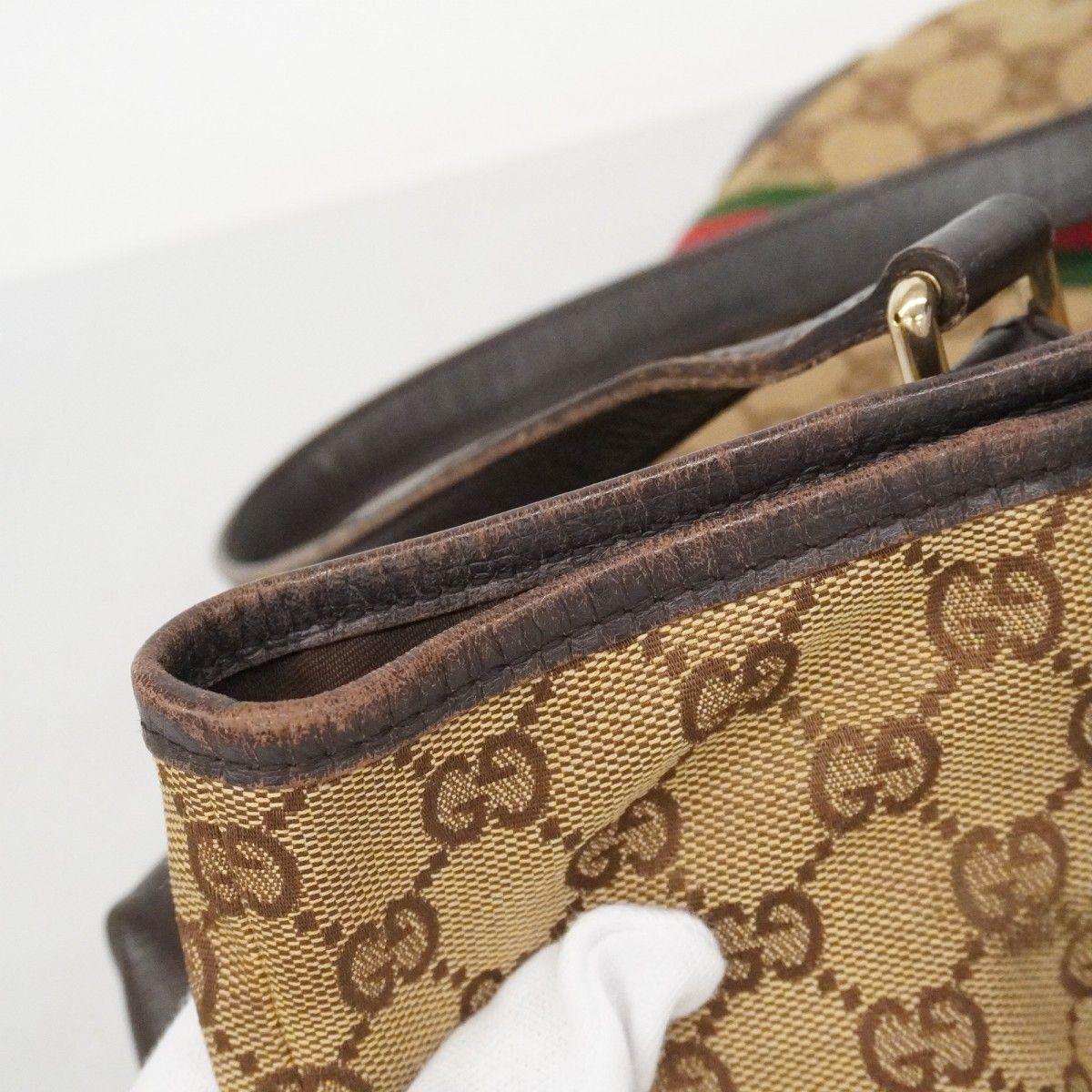 Gucci Tote GG Canvas Sherry Line Beige Gold — view 7