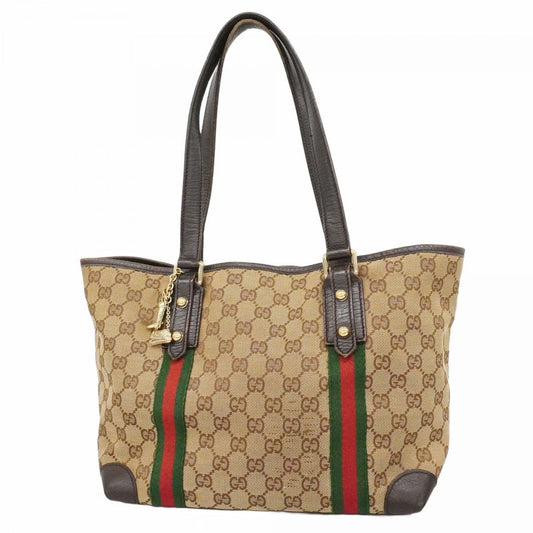 Gucci Tote GG Canvas Sherry Line Beige Gold