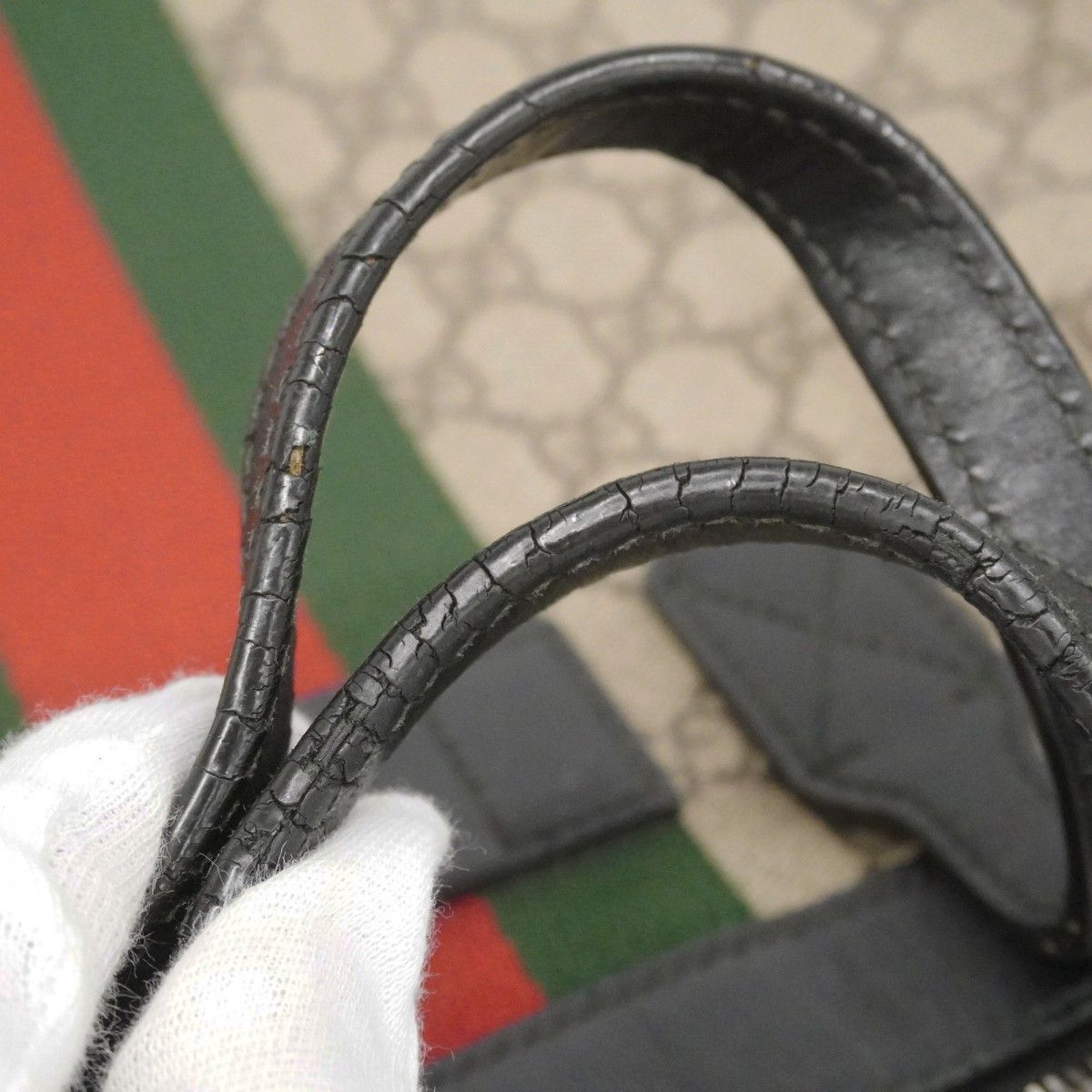 Gucci Business Bag GG Supreme Sherry Line Brown Black Silver 2-Way — view 6