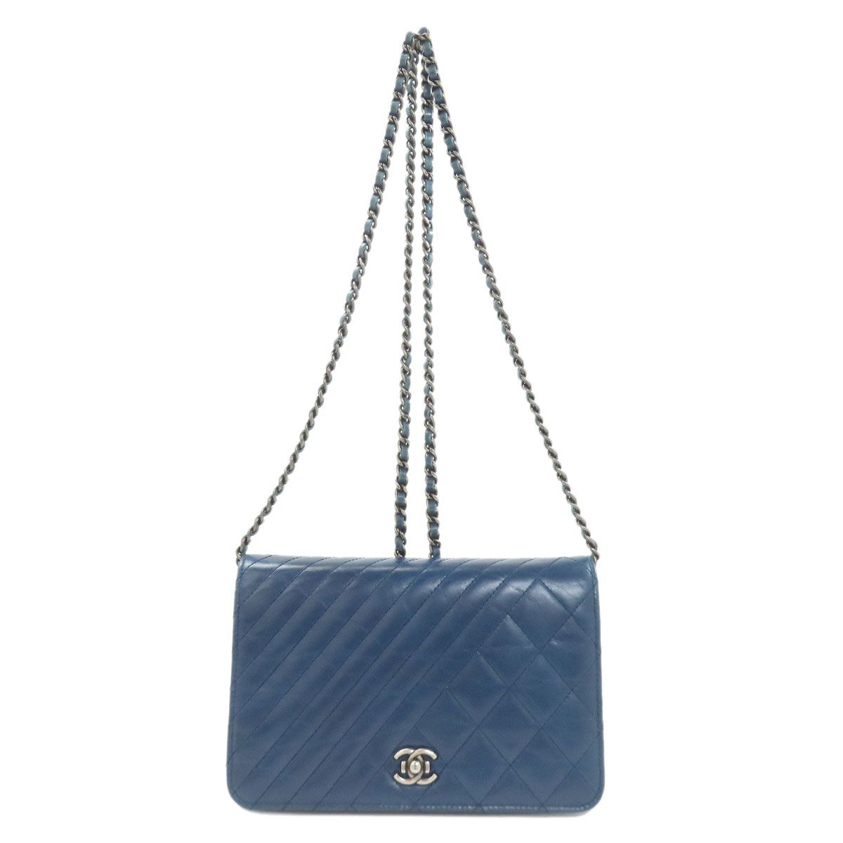 Chanel CC Logo Quilted Silver Wallet Lambskin