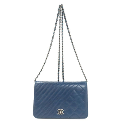 Chanel CC Logo Quilted Silver Wallet Lambskin