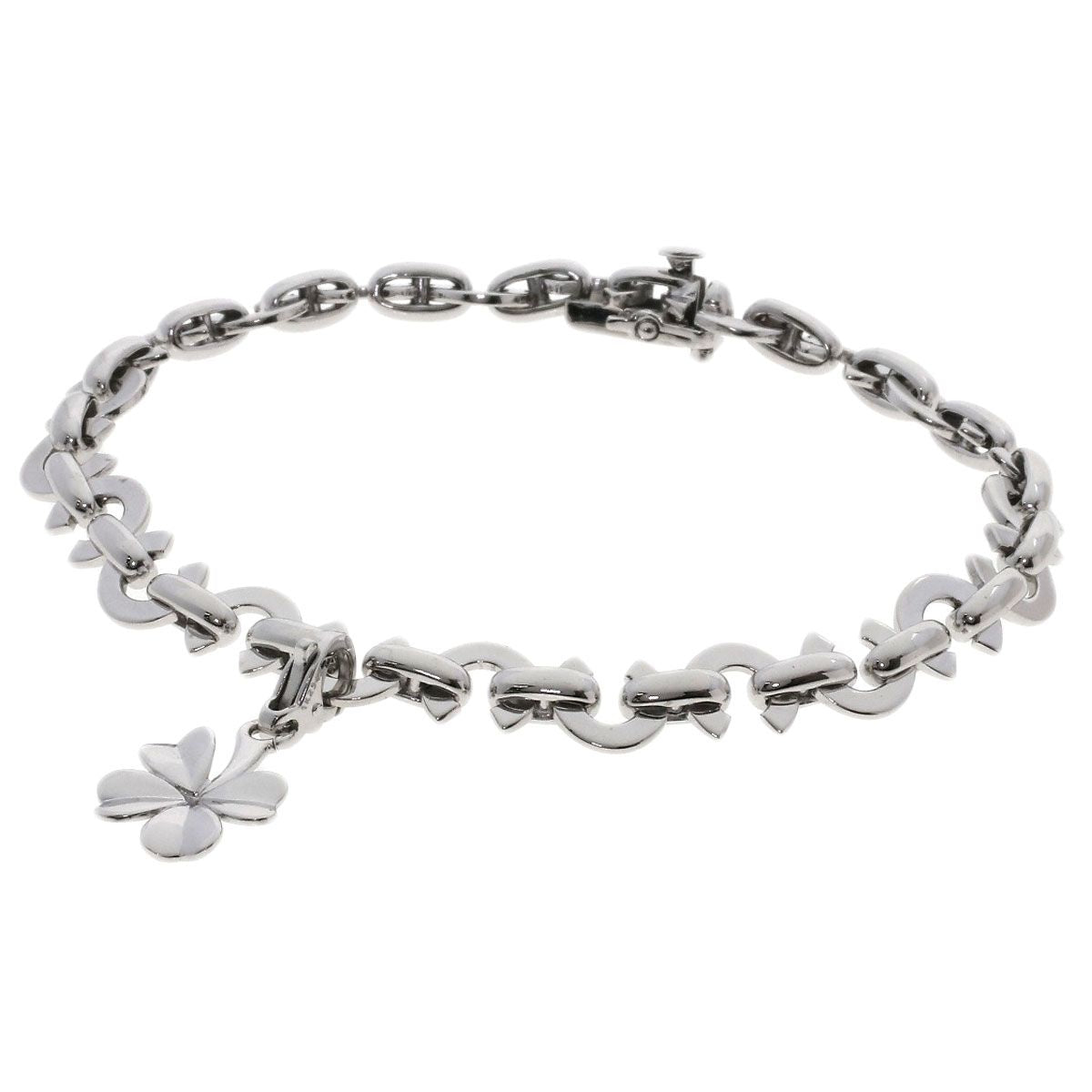 Chanel Coco C Logo Clover Charm Bracelet 18k White Gold