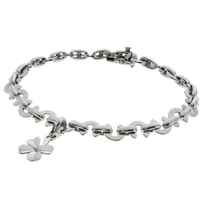 Chanel Coco C Logo Clover Charm Bracelet 18k White Gold