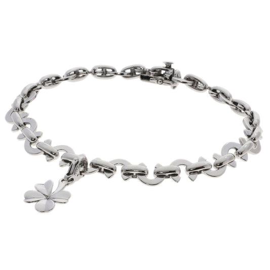 Chanel Coco C Logo Clover Charm Bracelet 18k White Gold
