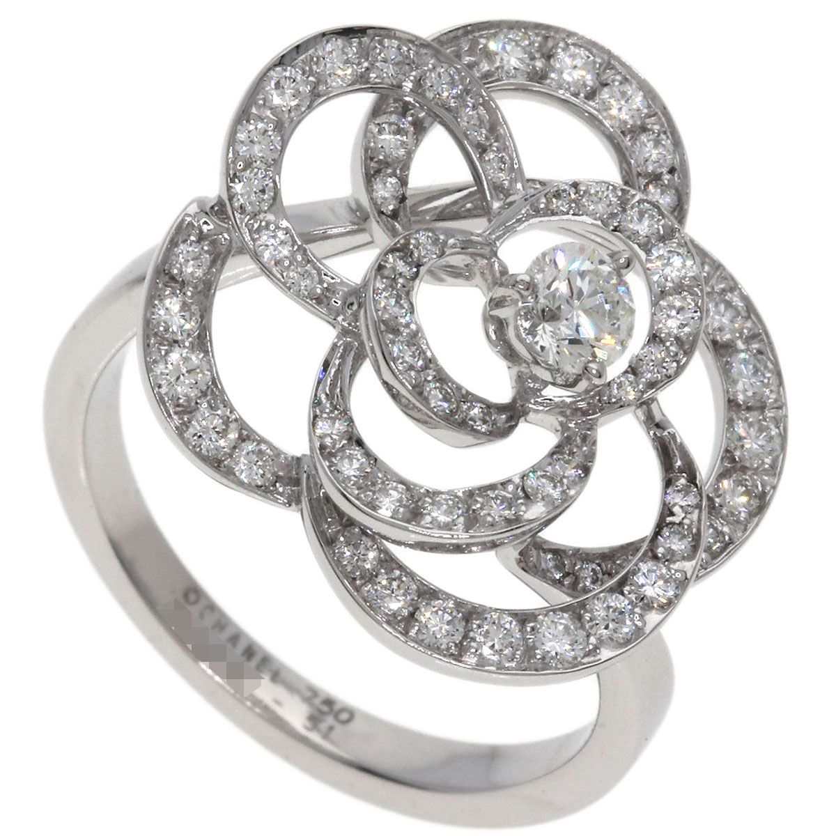 Chanel Camellia Diamond 51 Ring 18k White Gold
