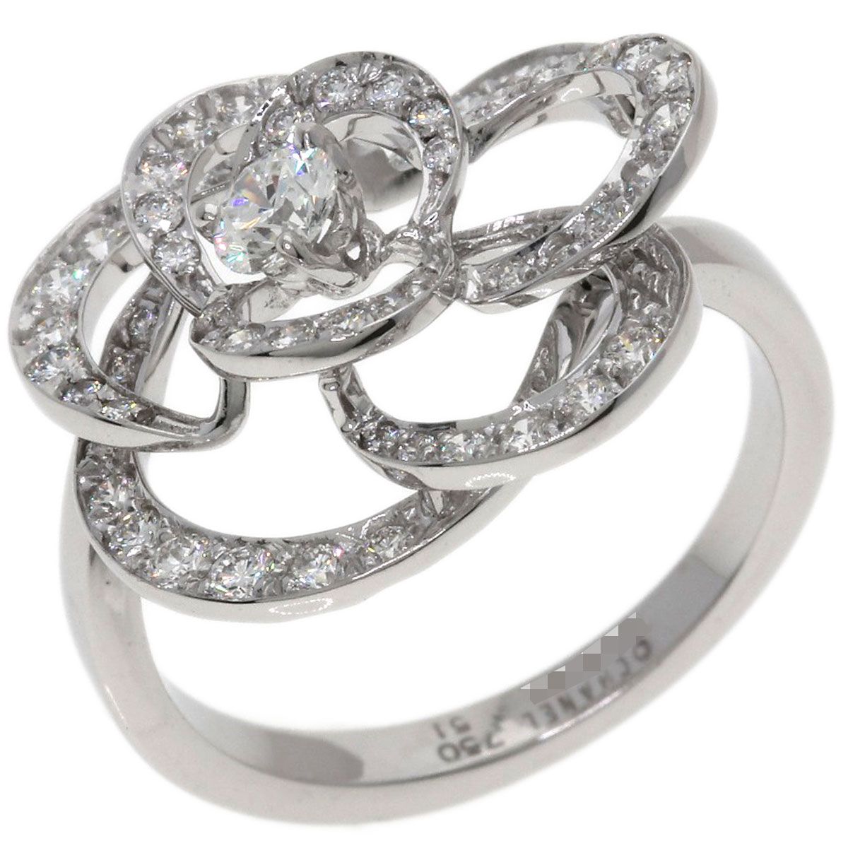 Chanel Camellia Diamond 51 Ring 18k White Gold — view 2