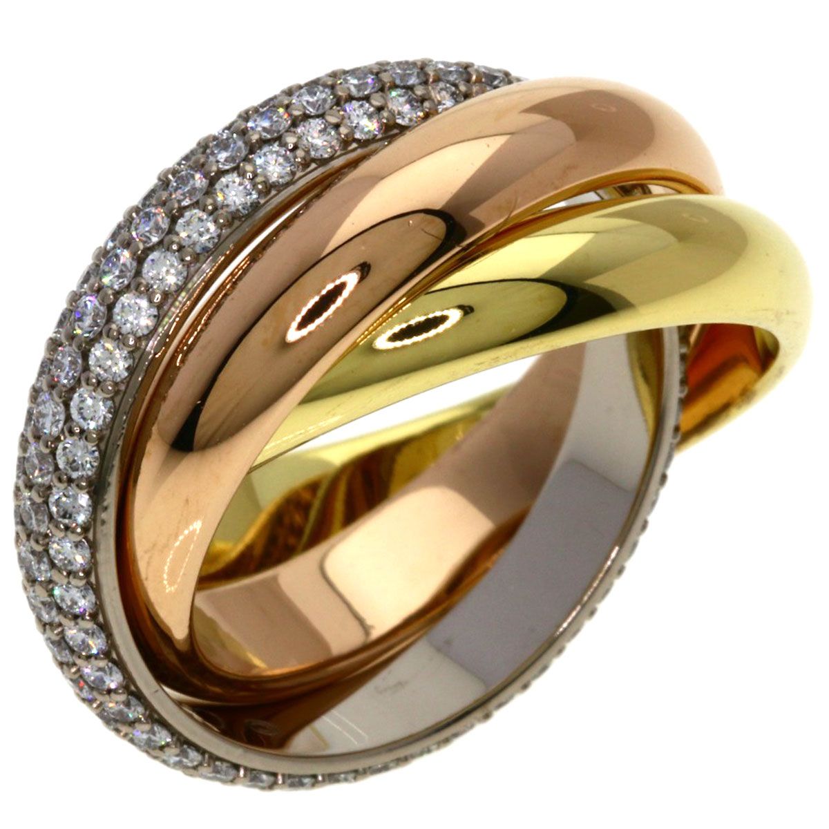 Cartier Trinity Diamond 48 Ring 18k Yellow Gold 18k White Pink — view 2