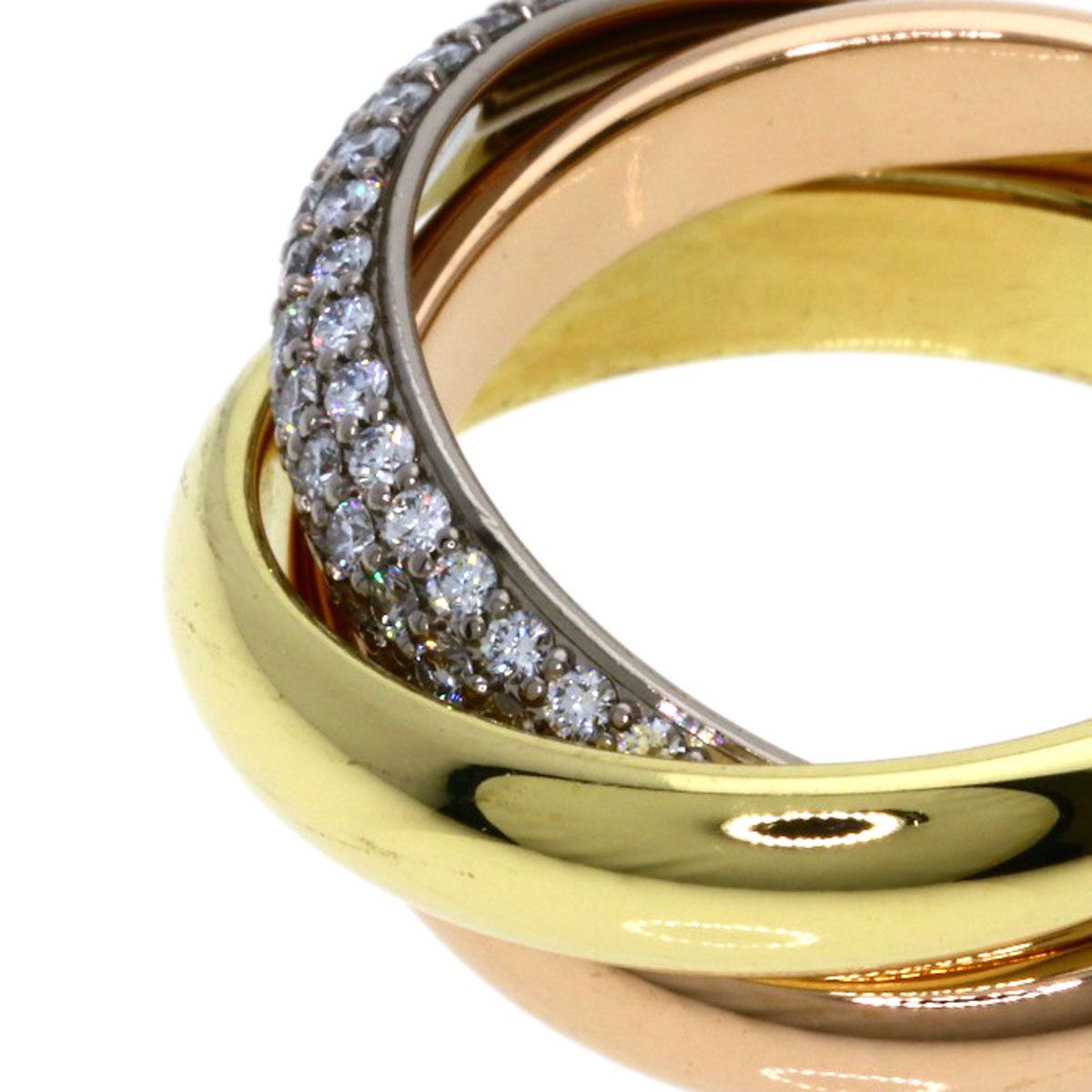 Cartier Trinity Diamond 48 Ring 18k Yellow Gold 18k White Pink — view 8