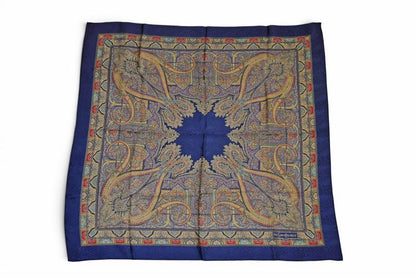 Saint Laurent YSL Scarf Vintage Paisley Print Navy Multi