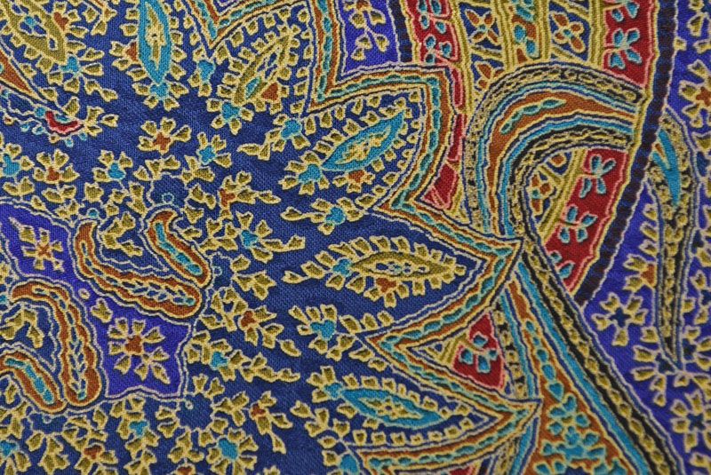 Saint Laurent YSL Scarf Vintage Paisley Print Navy Multi — view 8