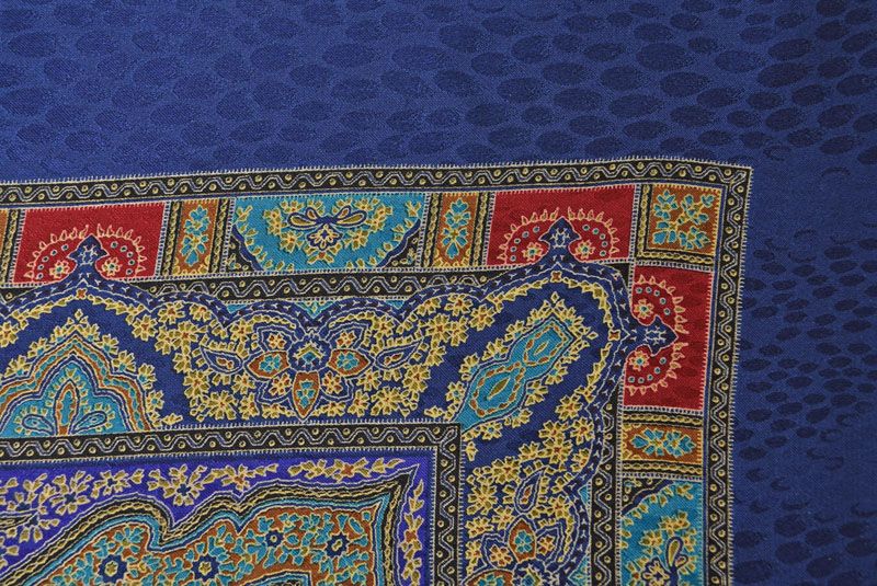 Saint Laurent YSL Scarf Vintage Paisley Print Navy Multi — view 7
