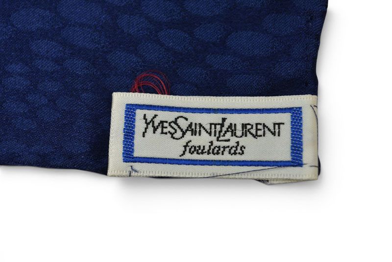 Saint Laurent YSL Scarf Vintage Paisley Print Navy Multi — view 9
