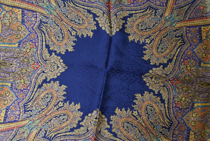 Saint Laurent YSL Scarf Vintage Paisley Print Navy Multi — view 6