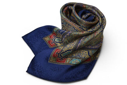 Saint Laurent YSL Scarf Vintage Paisley Print Navy Multi — view 2