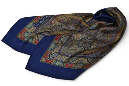 Saint Laurent YSL Scarf Vintage Paisley Print Navy Multi — view 3