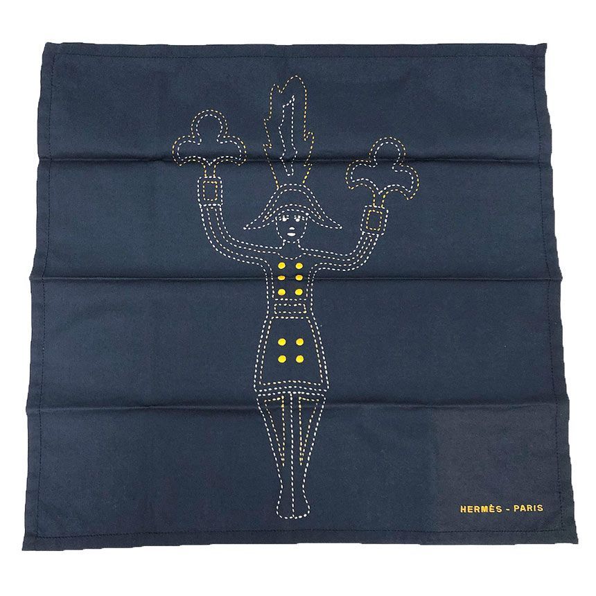 Hermes L'artificier Handkerchief Cotton Fireworks 01 Navy