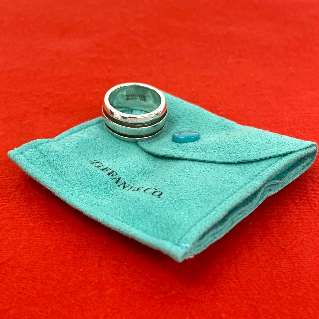 Tiffany & Co Group Double Line Ring 925 Sterling Silver No 12