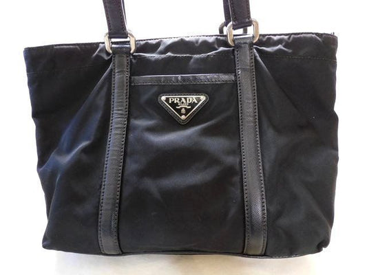 Prada Shoulder Tote Nylon Leather Triangle Logo