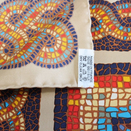 Hermes Carre 90 Scarf Under the Himalayan Cedar Silk 100% Beige Navy Pawn — view 8