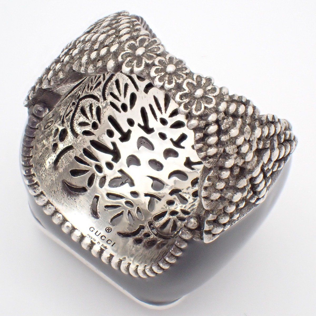 Gucci Signet Interlocking Ring 925 Sterling Silver Crystal Clear — view 4