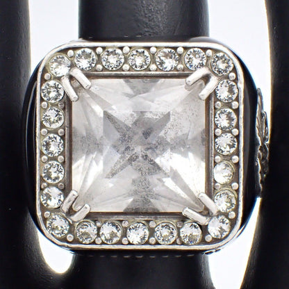 Gucci Signet Interlocking Ring 925 Sterling Silver Crystal Clear — view 5