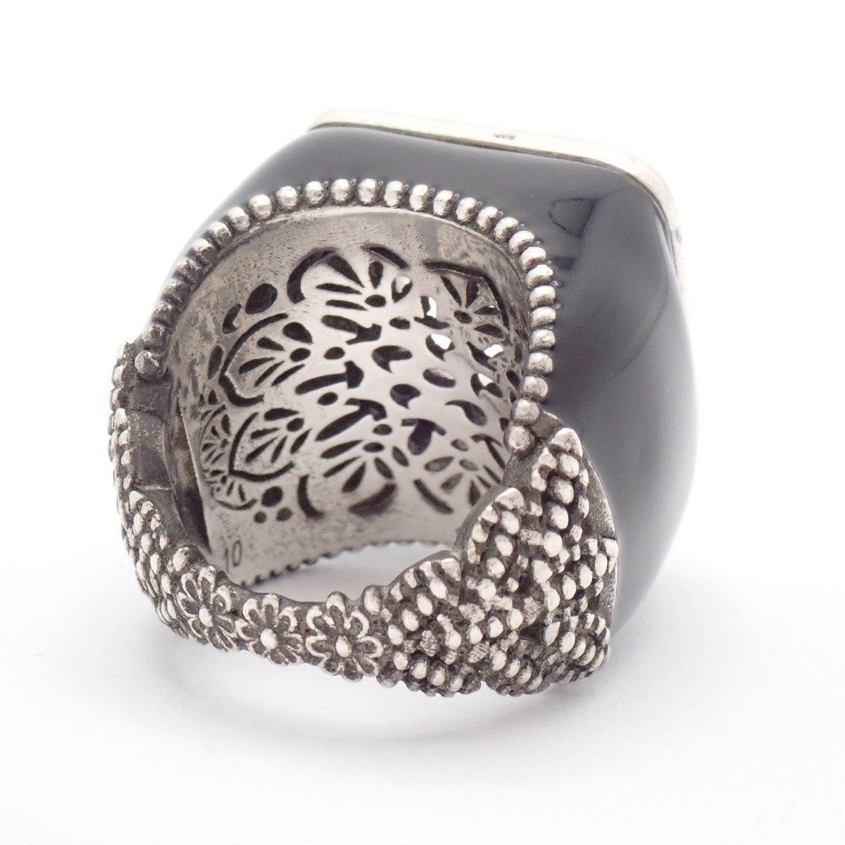 Gucci Signet Interlocking Ring 925 Sterling Silver Crystal Clear — view 2