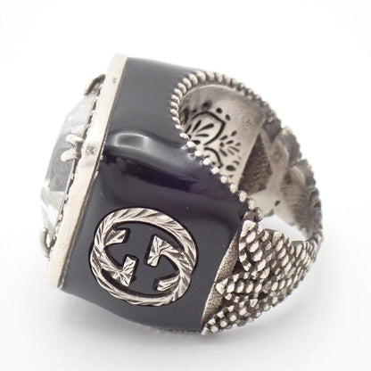Gucci Signet Interlocking Ring 925 Sterling Silver Crystal Clear — view 3