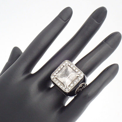 Gucci Signet Interlocking Ring 925 Sterling Silver Crystal Clear — view 6