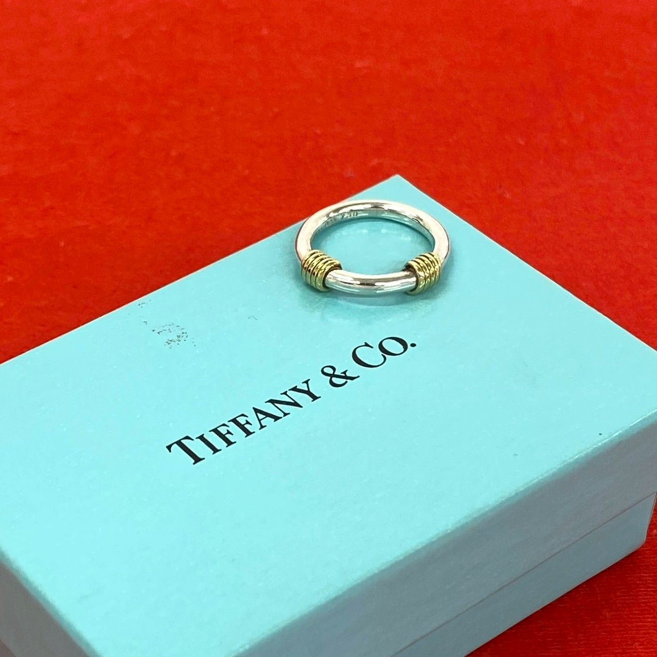 Tiffany & Co Band Width Wire Ring 925 Sterling Silver Gold