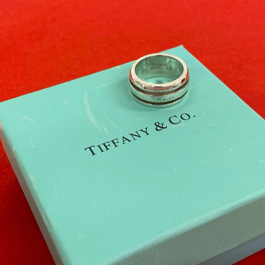 Tiffany & Co Group Double Line Ring 925 Sterling Silver