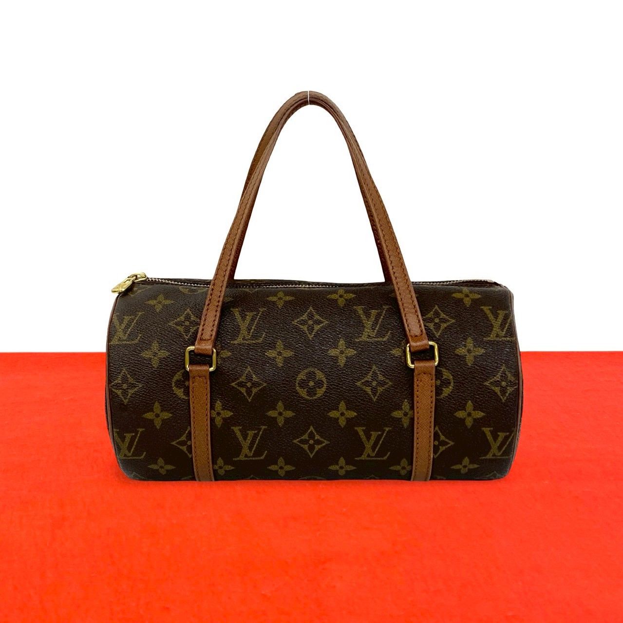 Louis Vuitton Vintage Papillon 26 Monogram Leather Mini Boston Bag Brown