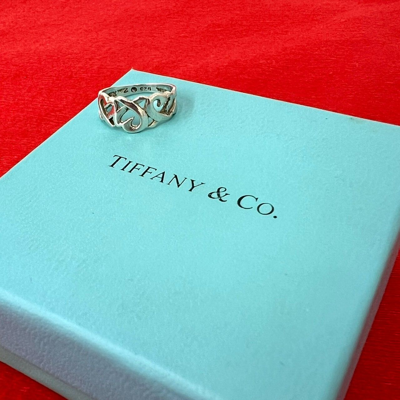 Tiffany & Co Vintage Loving Heart Ring 925 Sterling Silver
