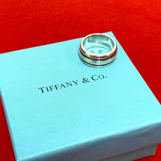 Tiffany & Co Vintage Grouped Double Line Ring 925 Sterling Silver No 14