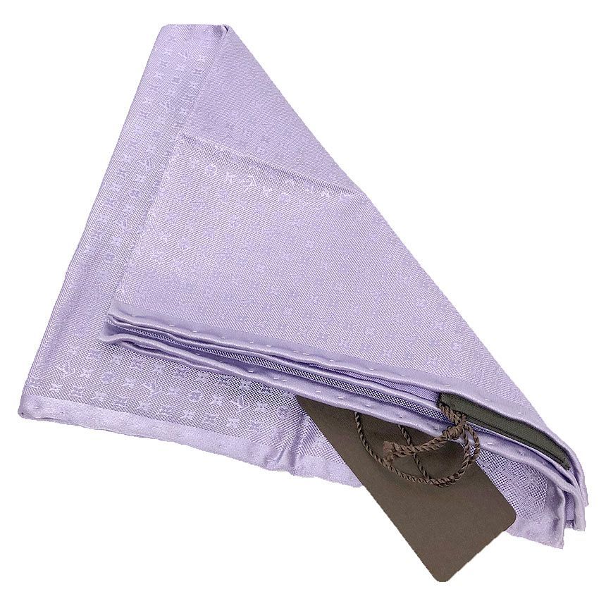 Louis Vuitton Monogram Scarf Pocket Square Necklace Petit Purple Silk — view 2