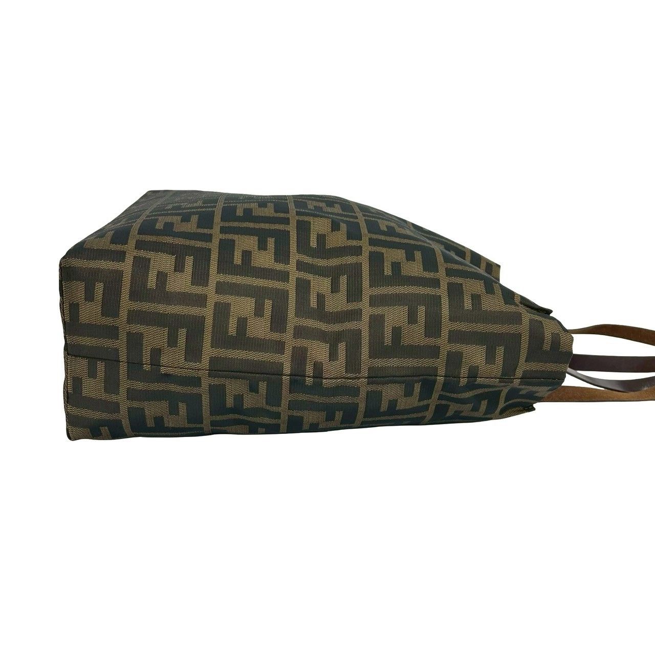Fendi Zucca FF Pattern Canvas Leather Tote Shoulder Bag Brown — view 6